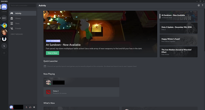 capture d'écran de l'application Discord Gamer Chat