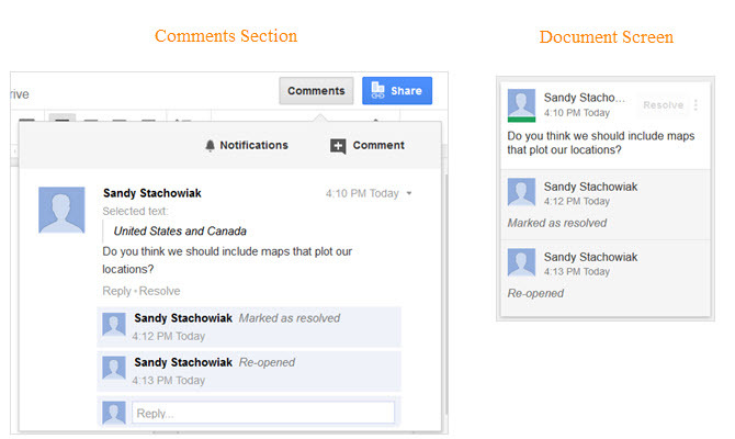 Commentaires Google Docs