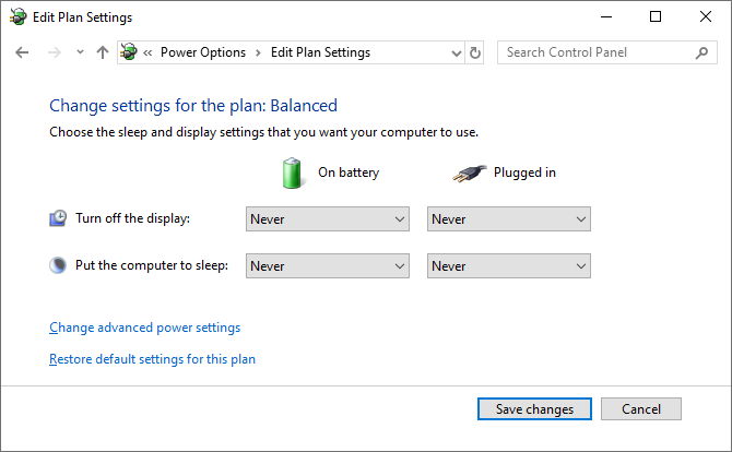 Plans d'alimentation de Windows 10