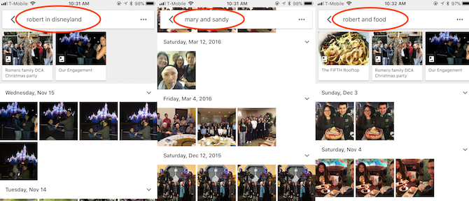 Recherches avancées dans Google Photos