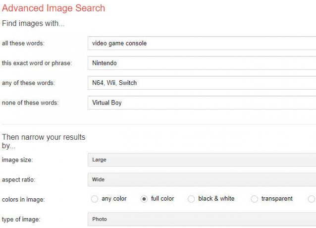 Recherche avancée de Google Images