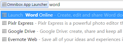 Lanceur d'applications Omnibox Chrome