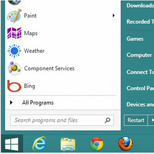 menu démarrer sur windows 8