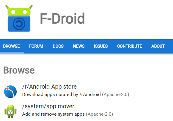 2 marchés alternatifs en ligne pour les applications Android fdroid