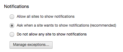 Comment bloquer les notifications par site et par application dans Chrome Options de notifications Chrome