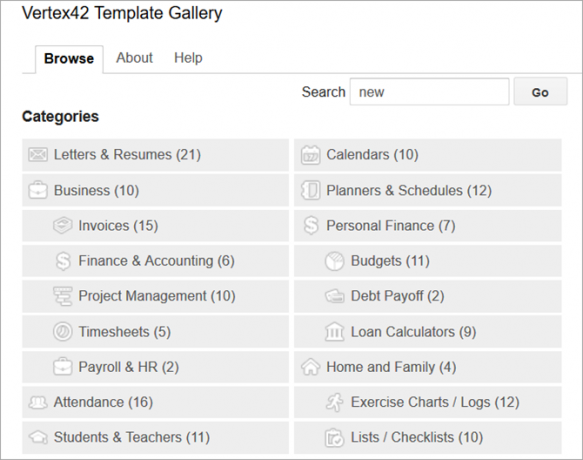 Modèles Vertex42 pour Google Sheets