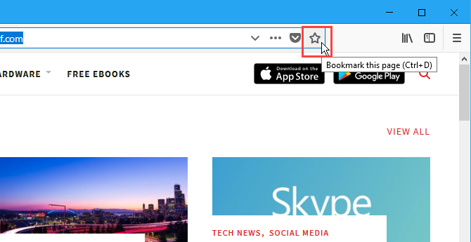 L'étoile Ajouter cette page aux favoris dans la barre d'adresse de Firefox