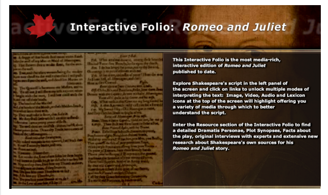 Folio interactif de Shakespeare