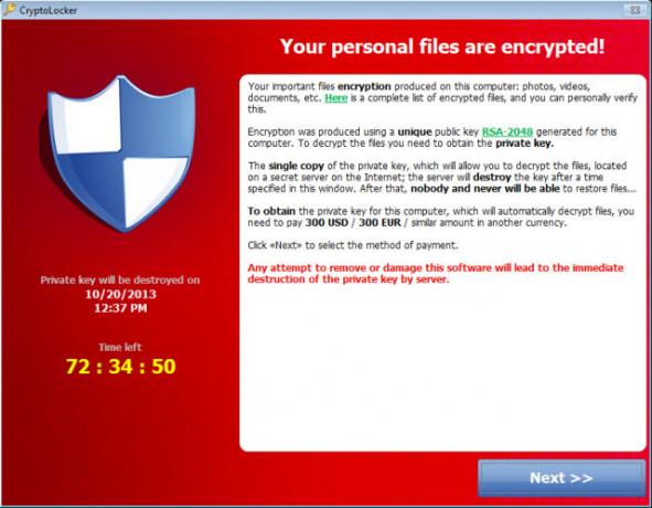 écran cryptolocker