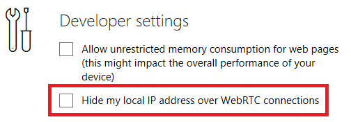 paramètres de Microsoft Edge - WebRTC