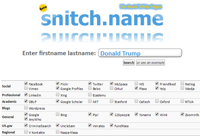 Utilisez Snitch. Nom pour rechercher des sites de réseaux sociaux pour les personnes snitchname 670x456