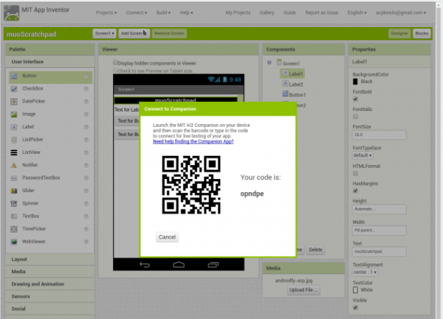 android create app compagnon appinventor