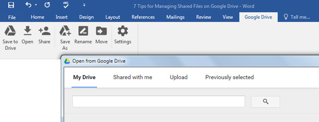 Plugin Google Drive pour MS Office