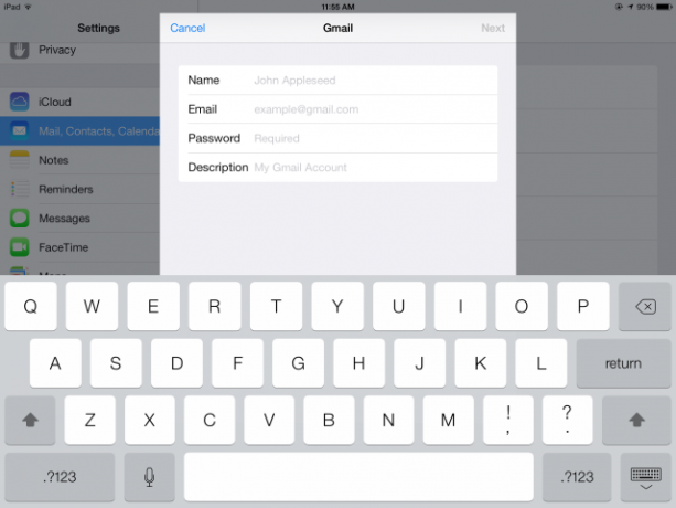 entrez-les-détails-du-compte-gmail-sur-ipad