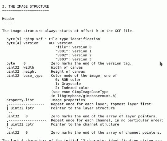 format de fichier structure xcf