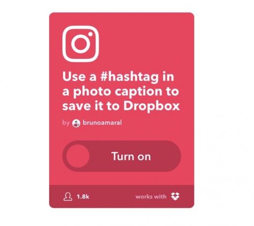 Applet IFTTT - Instagram vers Dropbox