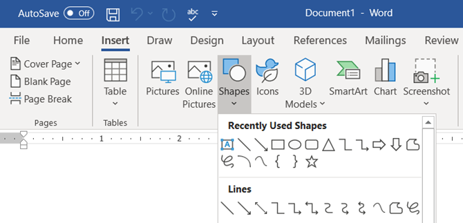 Insérer des formes pour la carte mentale dans Word