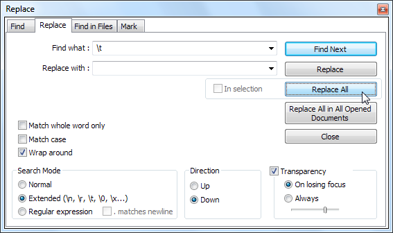 bloc-notes fichier csv