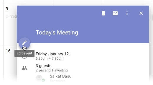 Google Agenda - Modifier l'événement