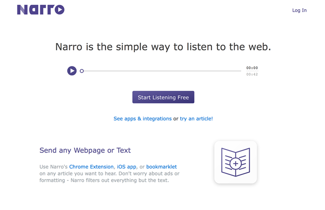 Écoutez le Web avec Narro