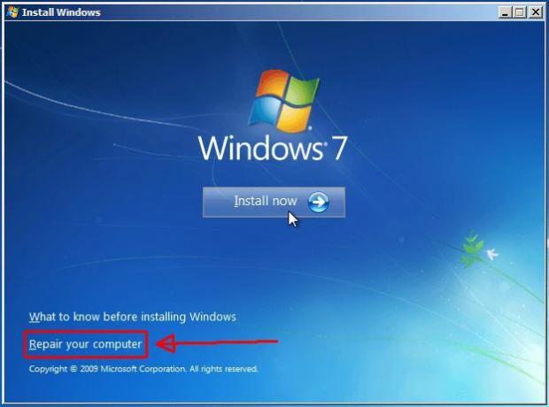 Écran de démarrage de Windows 7