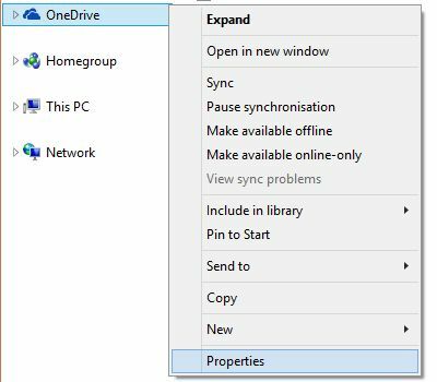 Propriétés OneDrive