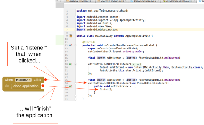 android créer l'application androidstudio screen1 code