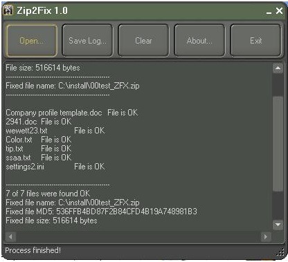 extraire des fichiers d'un zip corrompu