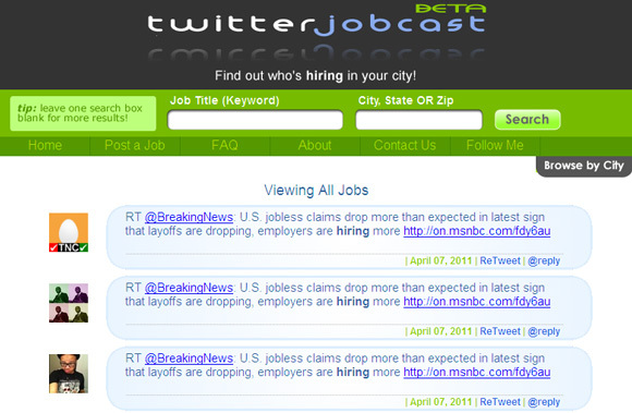 trouver des emplois sur twitter