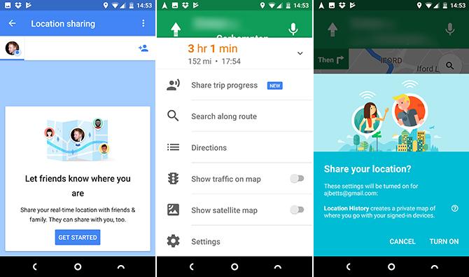 google maps android partager la progression du voyage