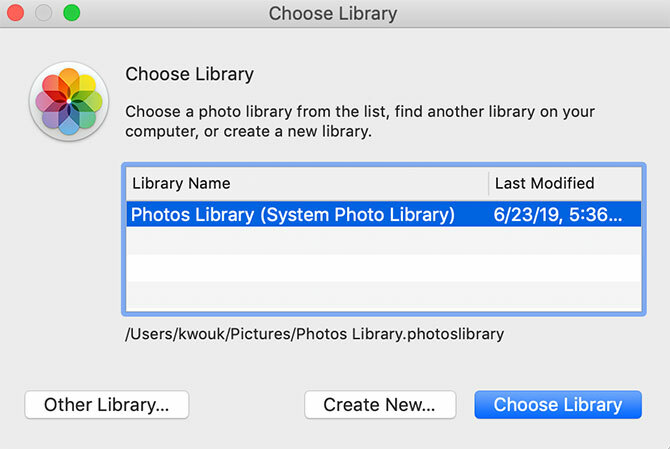 Choix de l'emplacement pour la bibliothèque de photos macOS