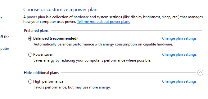 personnaliser le plan d'alimentation de Windows