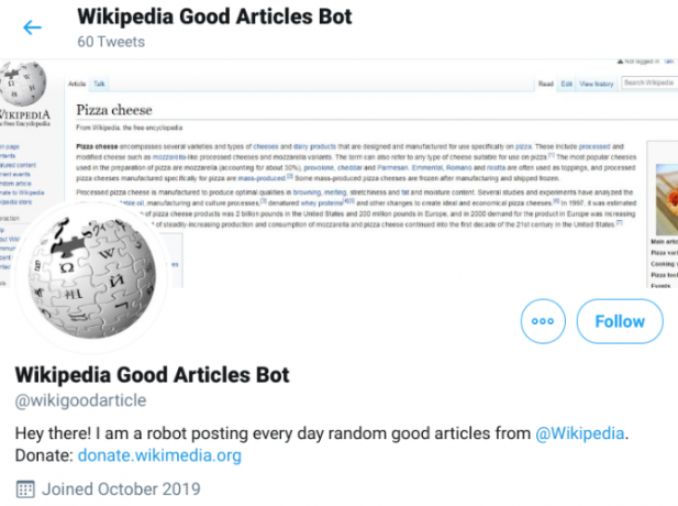 Wiki Good Article Bot tweete un lien aléatoire basé sur les six critères de Wikipedia pour de bons articles