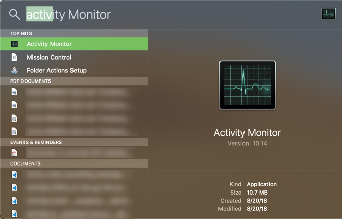 Projecteur du Moniteur d'activité Mac