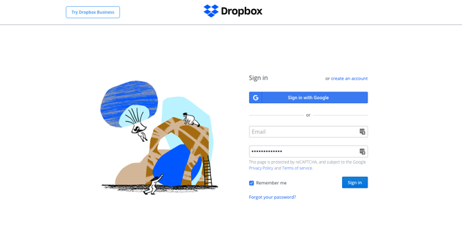 Capture d'écran de Dropbox