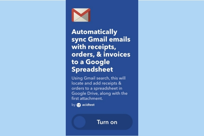 ifttt gmail reçus factures factures feuille de calcul google