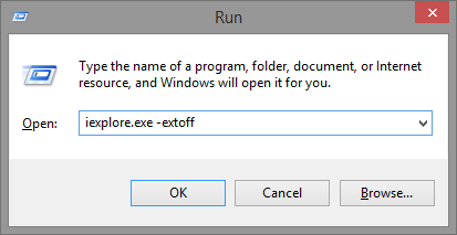 5.2 Exécuter - iexplore.exe -extoff