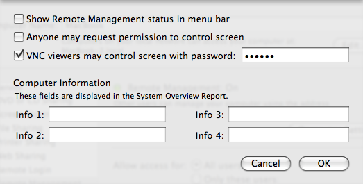 Comment configurer et utiliser le poulet du VNC pour l'accès à distance [Mac] Mot de passe des utilisateurs VNC Mac