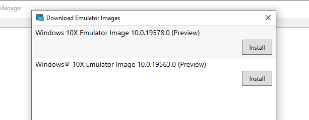Windows 10x télécharger l'image de l'émulateur