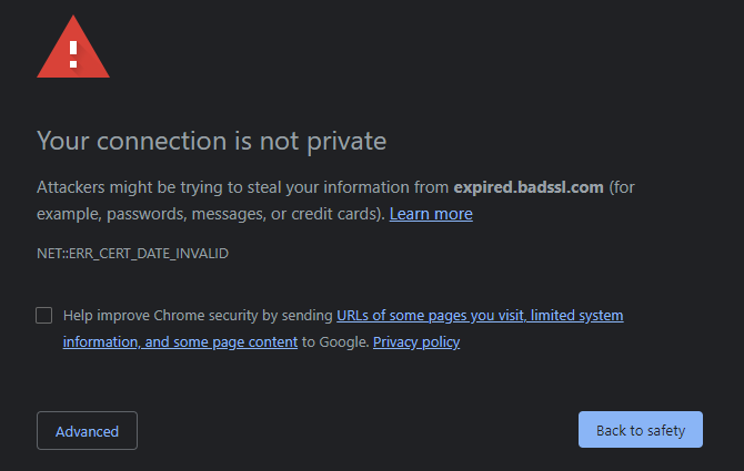 Connexion Chrome non privée