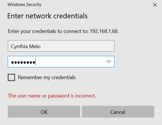 connexion réseau Windows entrer les informations d'identification