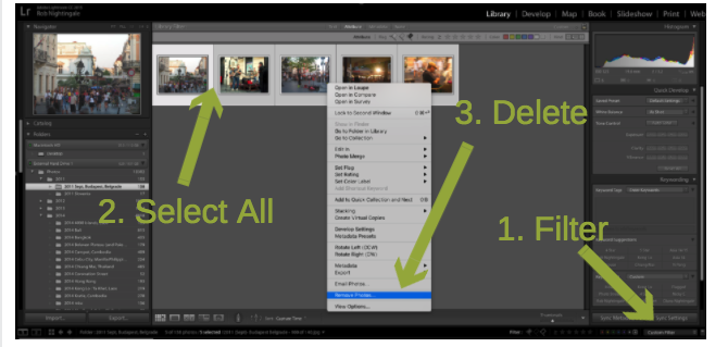 Supprimer des photos Lightroom
