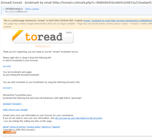 Utilisez votre e-mail comme si c'était Instapaper avec toread et CC: pour moi toread4