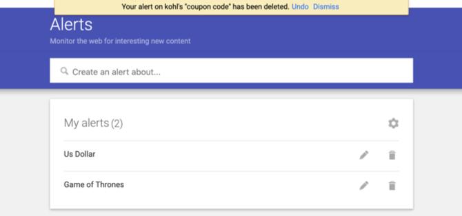 Alertes Google Supprimer l'alerte