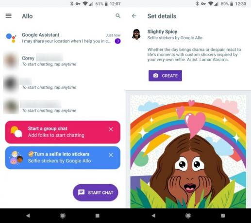 Accueil et autocollants Google Allo