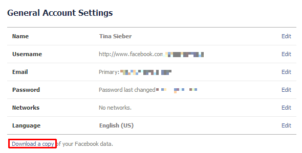 Télécharger les données Facebook