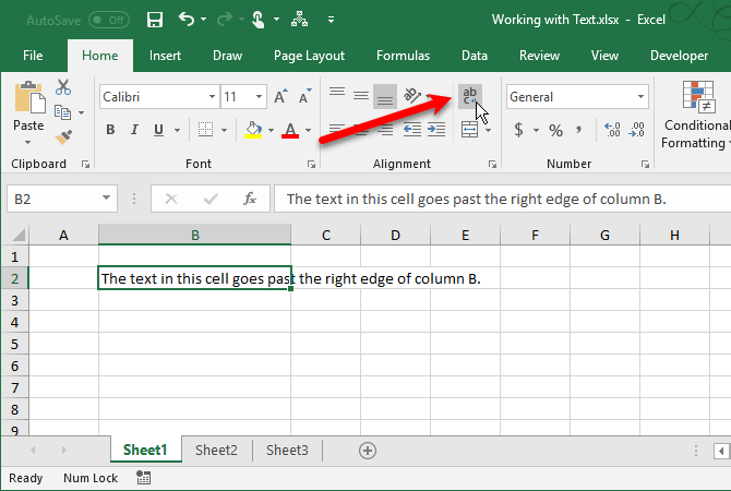 excel text functions - Cliquez sur le bouton Wrap Text