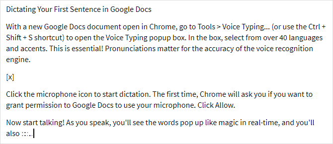 Google Doc's Voice Typing: Une arme secrète pour la productivité google docs example de saisie vocale