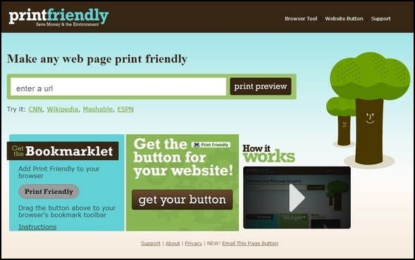 Principaux conseils et outils pour vous aider à imprimer des pages Web Page d'accueil PrintFriendly