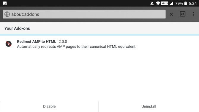 Rediriger AMP vers HTML Firefox Android